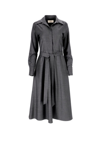 Shirt Dress RDRS04 Gray wool, clean lines, detachable belt