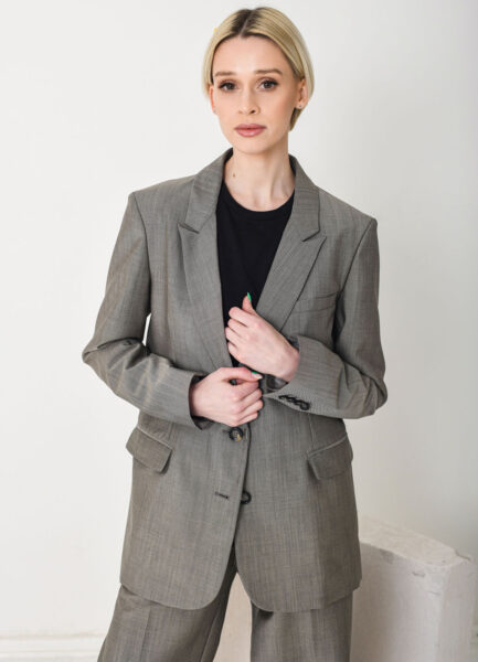 Blazer RBL08 Italian mid-grey wool, tailored fit, classic cut