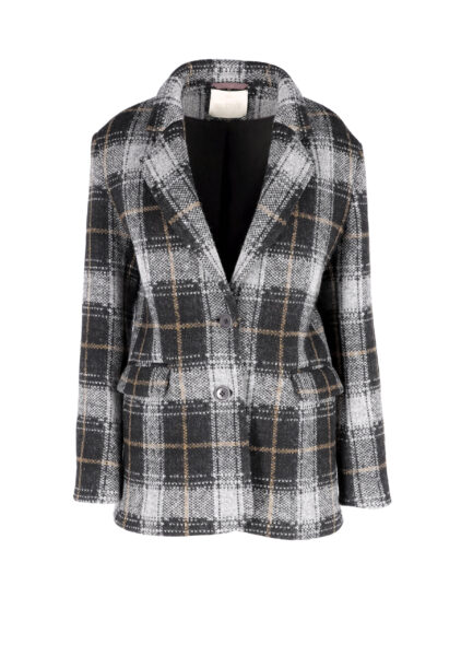 Blazer RBL07 Gray check wool, feminine cut, timeless tailoring