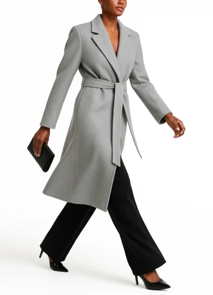 Coat RCTO04 Cashmere-wool-blend, belted, clean silhouette