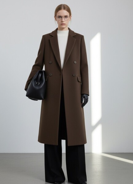 RCTO03 Brown Wool Coat Double-Breasted