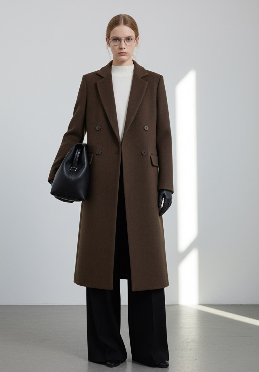 RCTO03 Brown Wool Coat  Double-Breasted