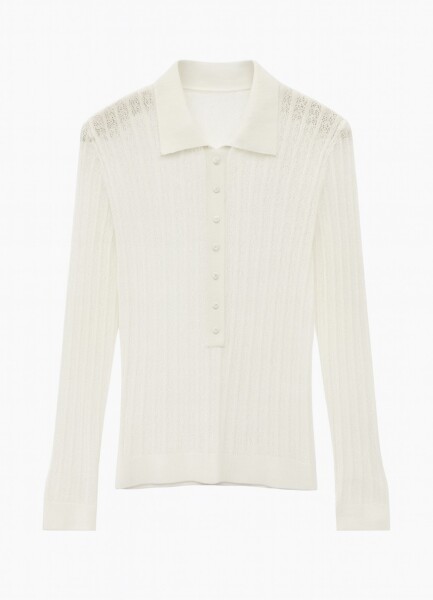 RSW02M Merino Wool Polo Sweater Off White
