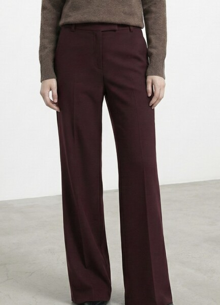 Pants R23 Wide-leg, mid-rise,burgundy wool tailoring