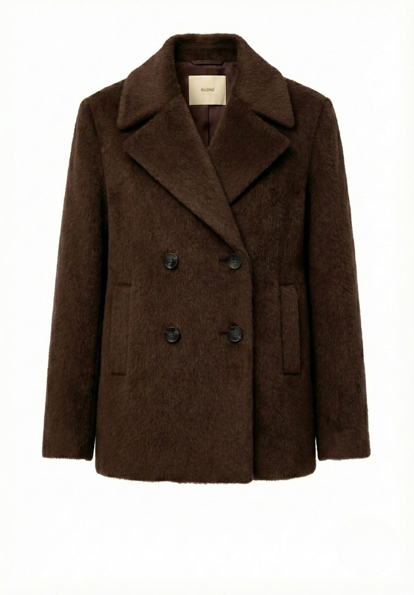 RCTO06 – Short Brown Alpaca Double-Breasted Coat