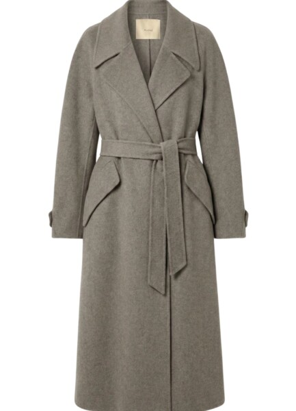RCTO30  Long Wool/Alpaca Coat / Taupe