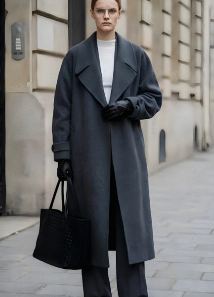 RCTO30  Long Wool/Alpaca Coat / Grey