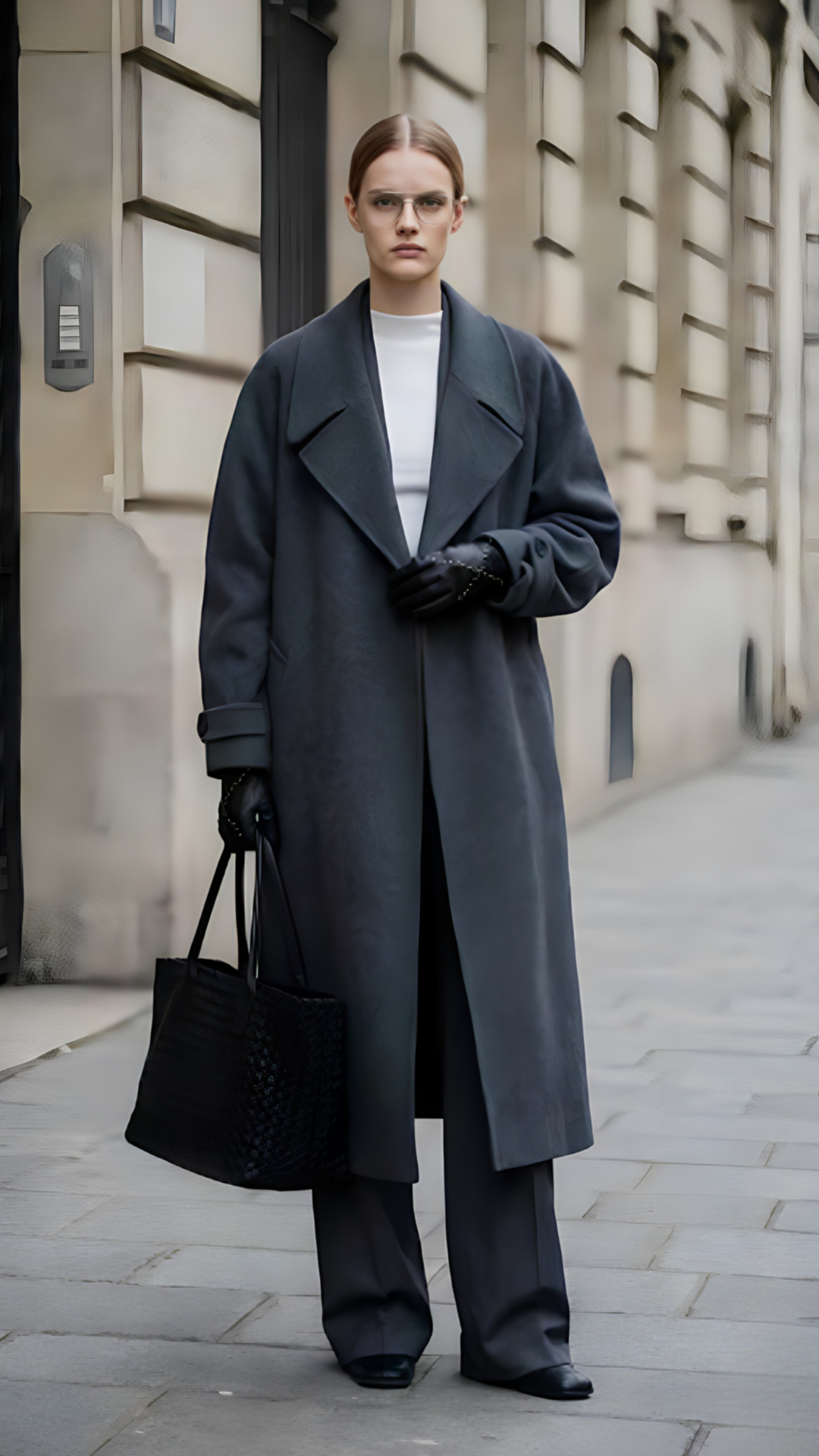 RCTO30  Long Wool/Alpaca Coat / Grey